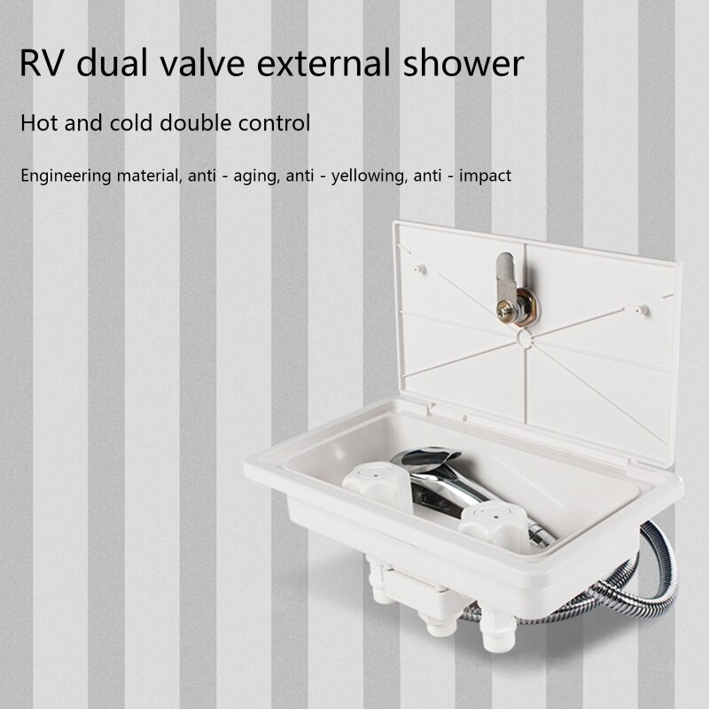 Kit de ducha Exterior para autocaravana, accesorios con cerradura para barco, Camper, caravana, color blanco/Negro, 1 Juego