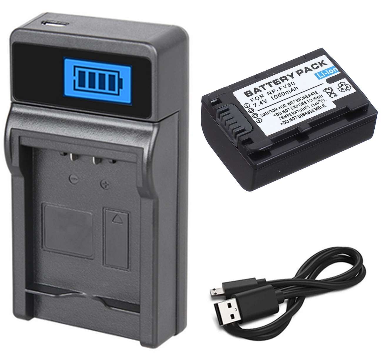 Batterie + chargeur pour Sony HDR-CX110E, HDR-CX130E, HDR-CX150E, HDR-CX160E, HDR-CX170E, HDR-CX180E, HDR-CX190E,, caméscope Handycam