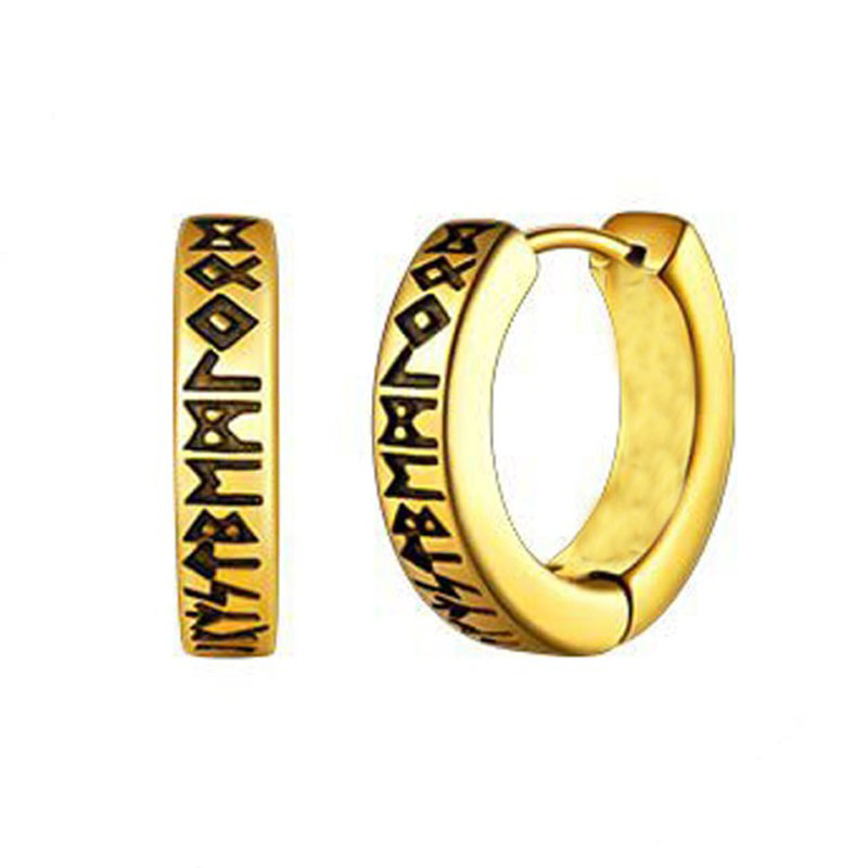 2/4 Uds. Pendientes de aro de runas vikingas norueguesas de 12mm para hombres y mujeres, joyería de Piercing de oreja religiosa de aro Huggie de acero inoxidable 316L: PLATEADO