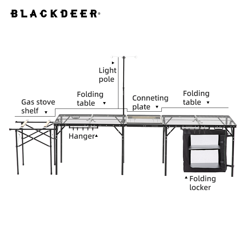 Blackdeer Outdoor Folding Combination Table Detachable Camping Table Portable Barbecue Cooking Kitchen Iron Table