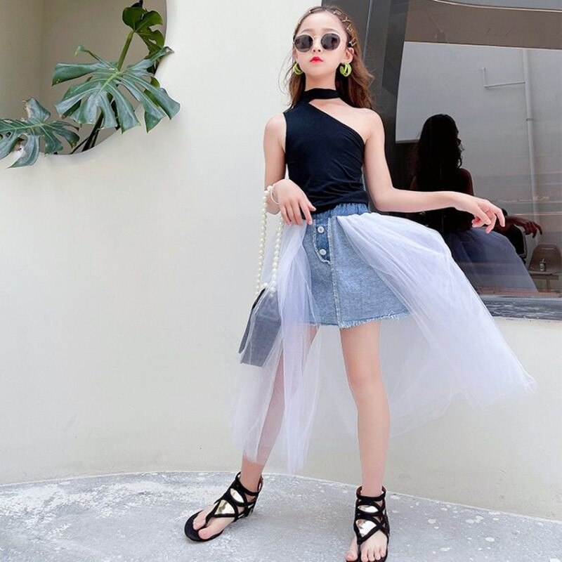 Ropa de princesa para niñas, traje de para niñas de 5, 6, 8, 10, 12 y 14 pulgadas, falda de vaquero, 2022: 14 años