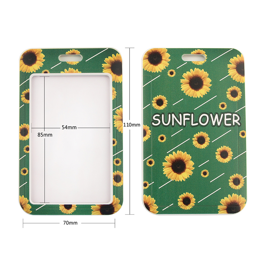 1Pcs Sunflower Lanyard Id Badge Holder Keychain ID Card Pass Gym Mobile Key Rings Nurse Accessories