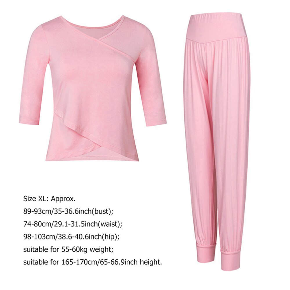 1 Set Loose Yoga Outfits Chic Fine Activewear Fitness T-shirt Pants Half Sleeve Clothes Workout Kit