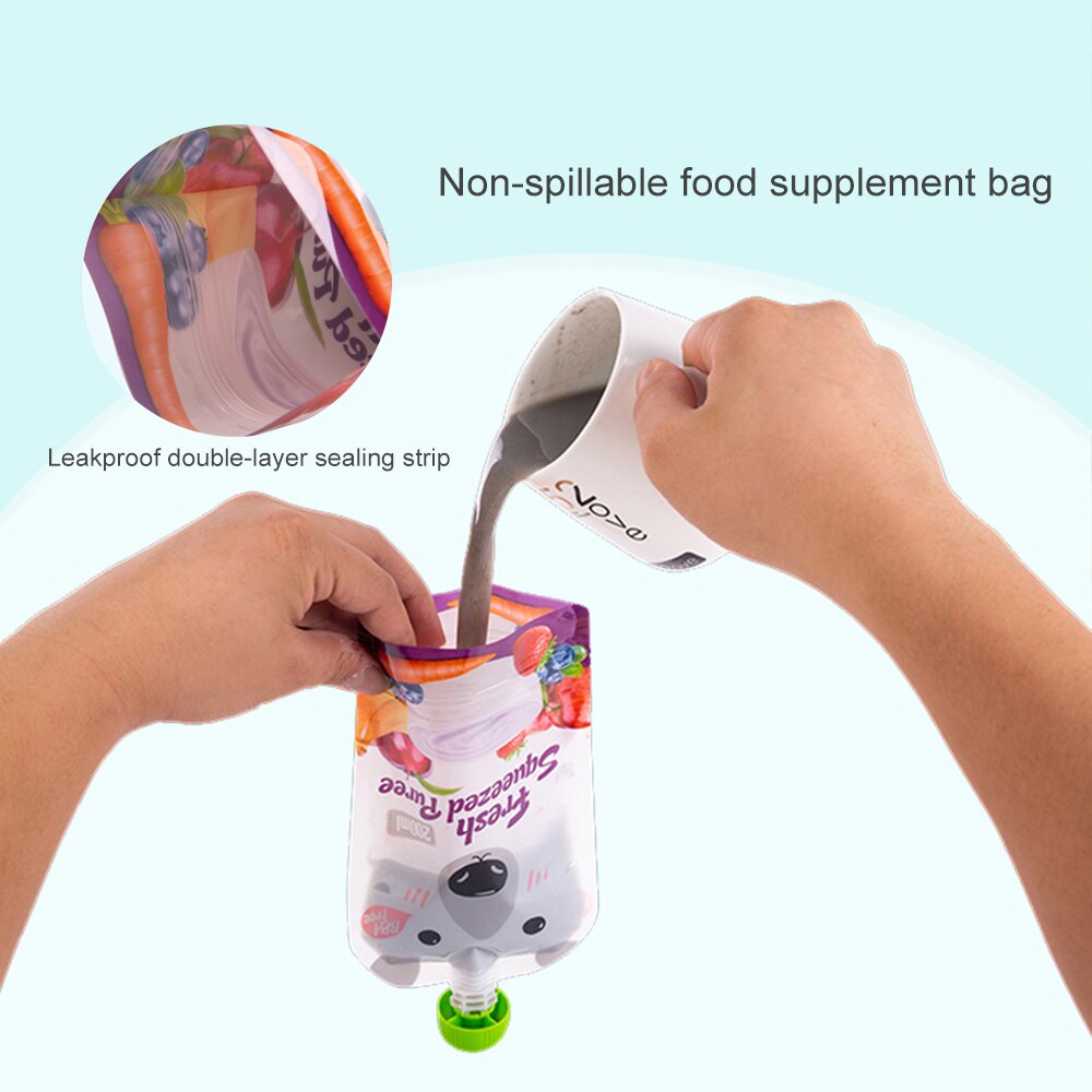 8Pcs Babyvoeding Opslag Pouch Bpa-vrij Hersluitbare Vers Geperst Zakjes Praktische Zelfgemaakte Puree Pulp Opslag tas