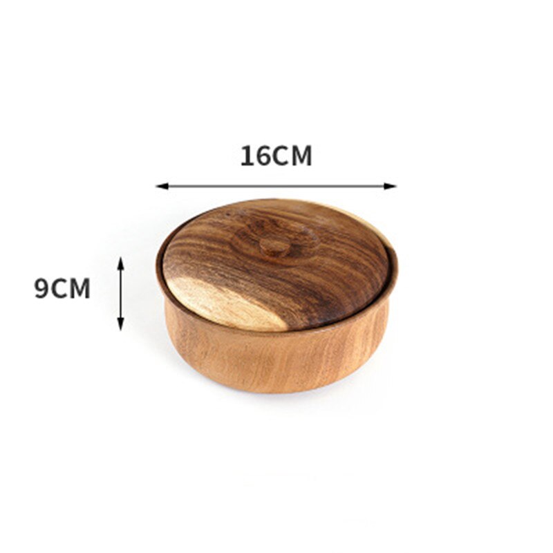 Natuurlijke Houten Slakom Grote Ronde Hout Salade Soep Eetkamer Kom Platen Opslag Hout Keukengerei Set: Bruin