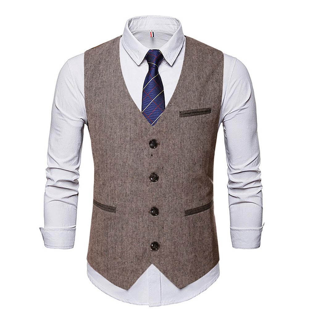 Herren Anzug Weste Jahrgang Männer Tasten Anzug Weste Dünne Geschäft Hochzeit Trauzeugen Baumwolle Weste schlank-passen Weste Für hochzeit: XL