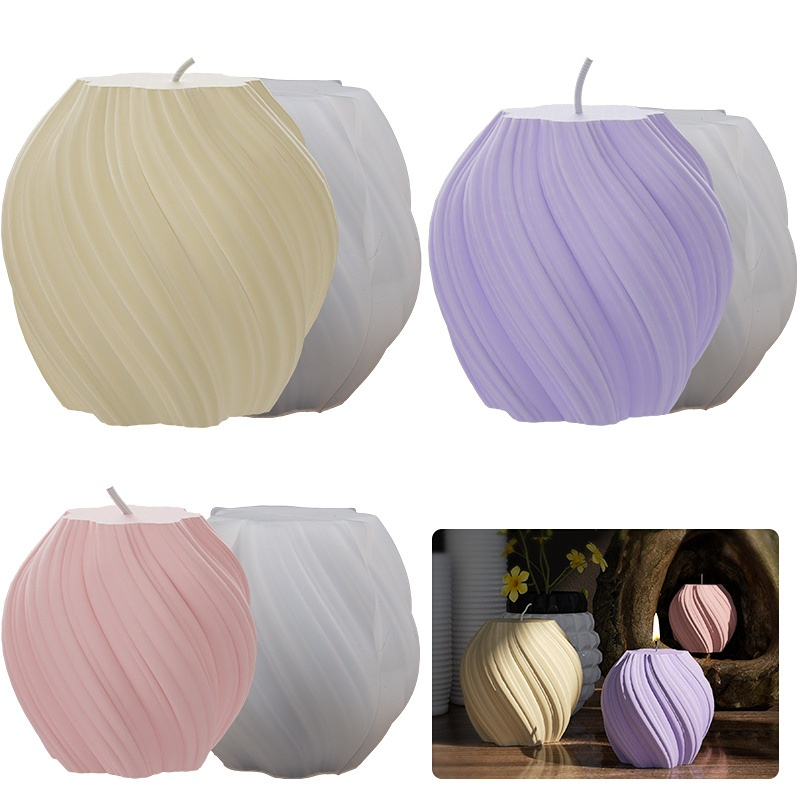 Gemos Molde de silicona geométrico 3D para velas, moldes de silicona con forma de ondas para velas, molde de jabón DIY, Molde de resina, molde de yeso