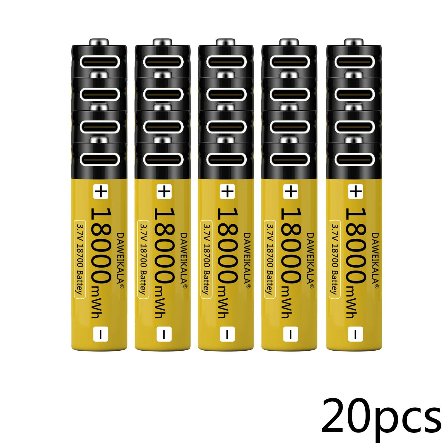 18650 Battery USB Type-C 18700 3.7V 18000mWh USB Rechargeable Li-ion Battery for Flashlight Electric Mobile phone Toy Battery: green