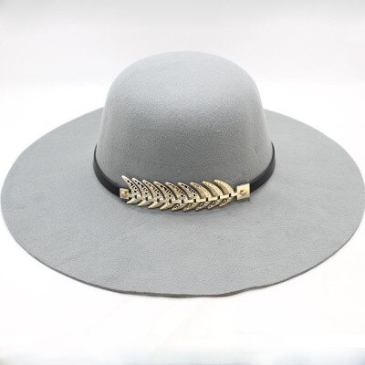 Kvinders hat kasket kvinde klassisk retro jazz varm damer fedora spand bomuld søde kasketter bred skygge top solhat trendy vintage: Grå