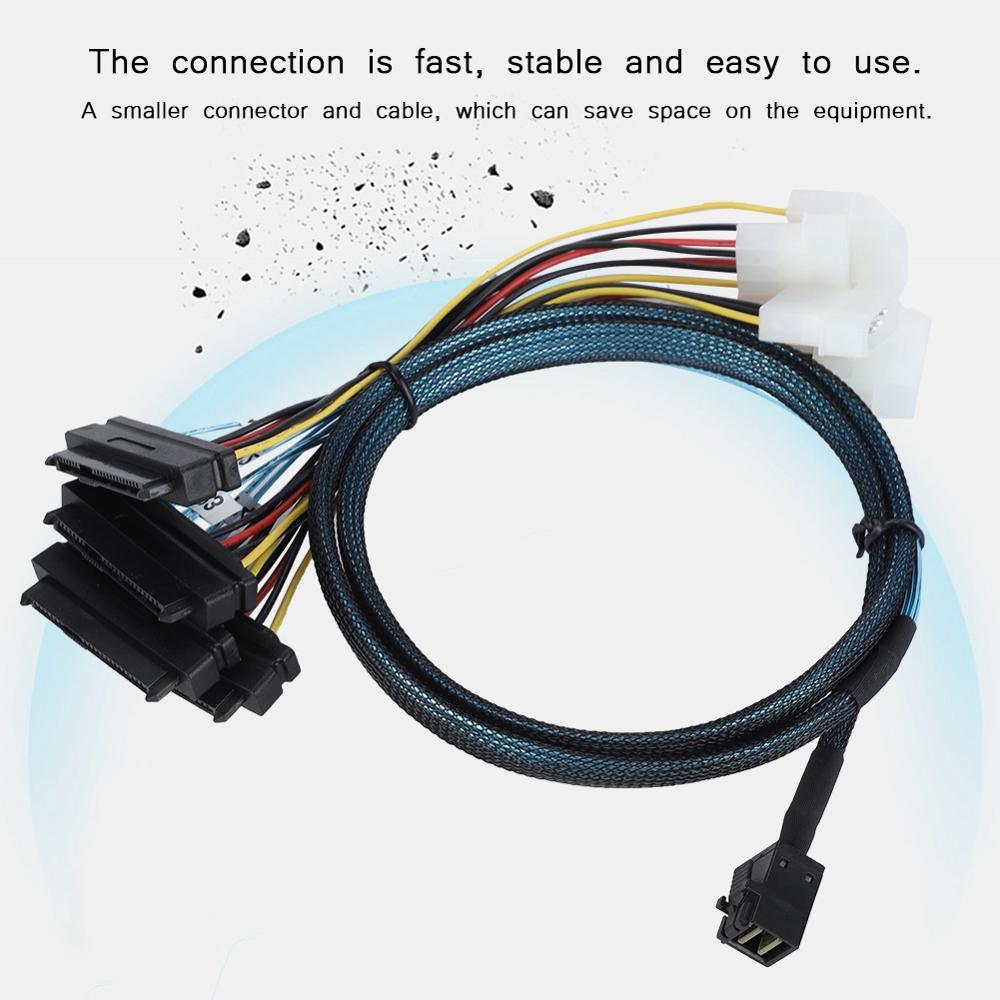 29pin SFF-8482 OM SFF-8482 connectoren met IDE Power Kabel (1 M) interne HD sas sata kabels SFF-8643 Mini SAS HD naar (4)