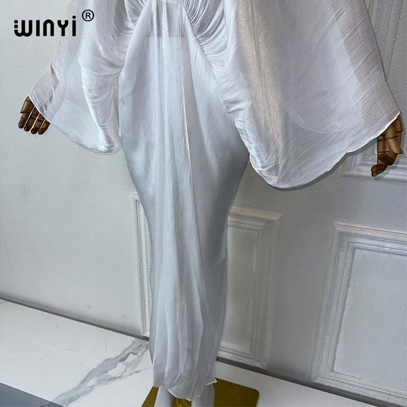 WINYI summer Pearlescent sexy perspective dress maxi beach dress Female Vestidos Party Evening Dress