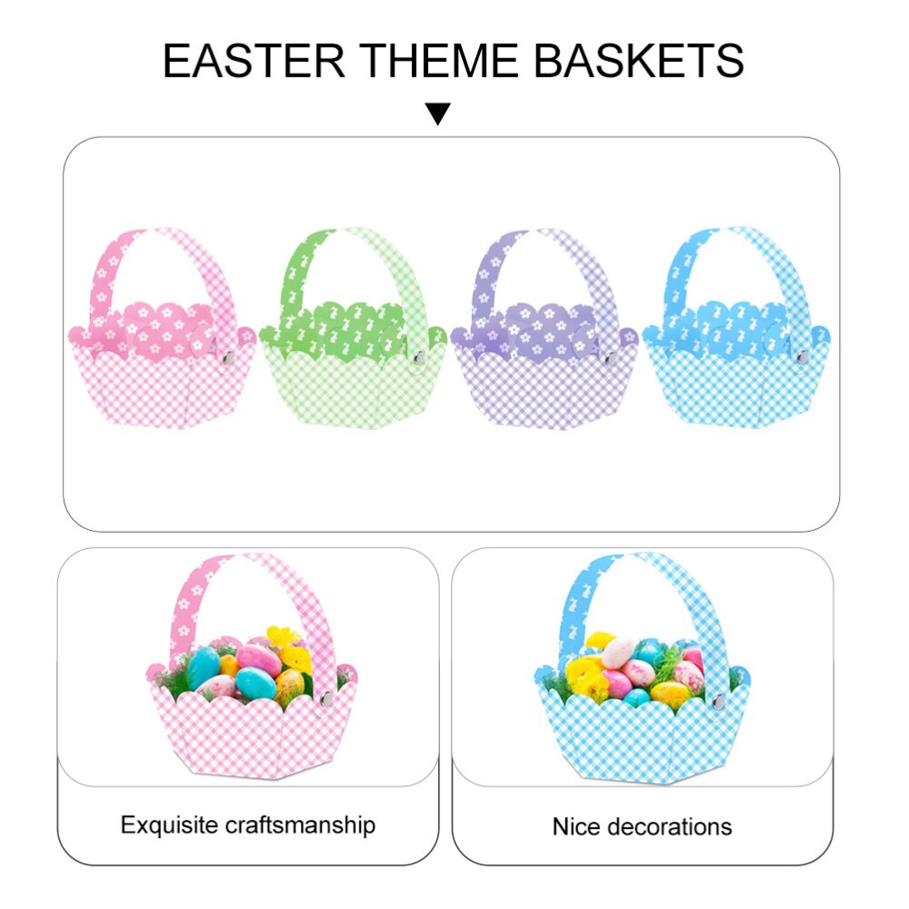 12pcs DIY Easter Bag Rabbit Egg Handbag Storage Basket With Nails Cookies Packing Bags Happy Easter Decoration