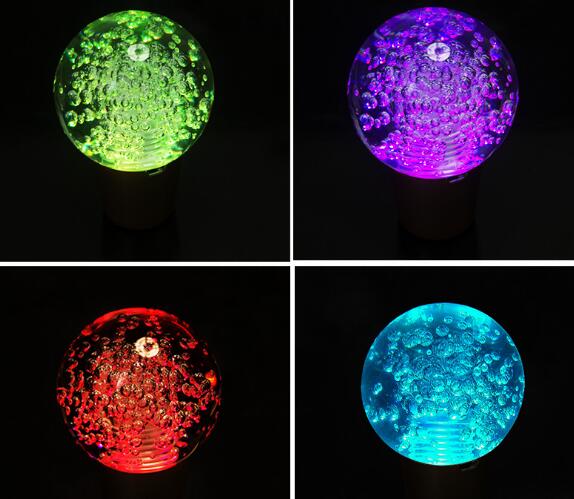 7 Kleurrijke Ronde Gewijzigd Shift Hoofd Handmatige Universal Crystal Bubble Versnellingspook Hoofd Led Licht Duurzaam