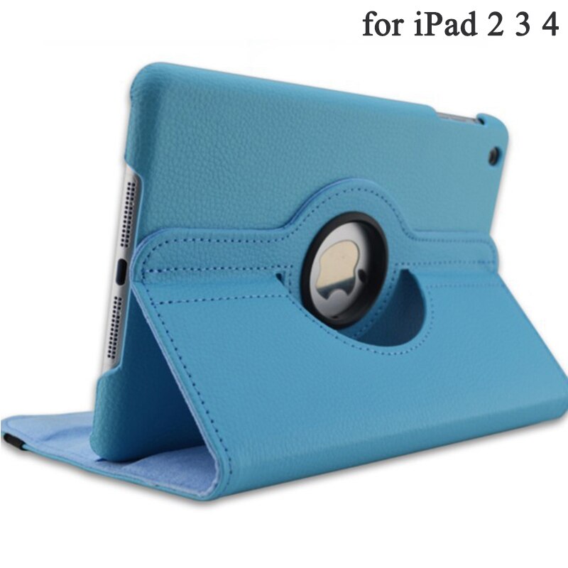 Funda para iPad 2, 3, 4, 360 grados, funda de piel sintética giratoria para Apple iPad 2, 3, 4, fundas con soporte, Smart Tablet A1395, A1396, A1430: Azul