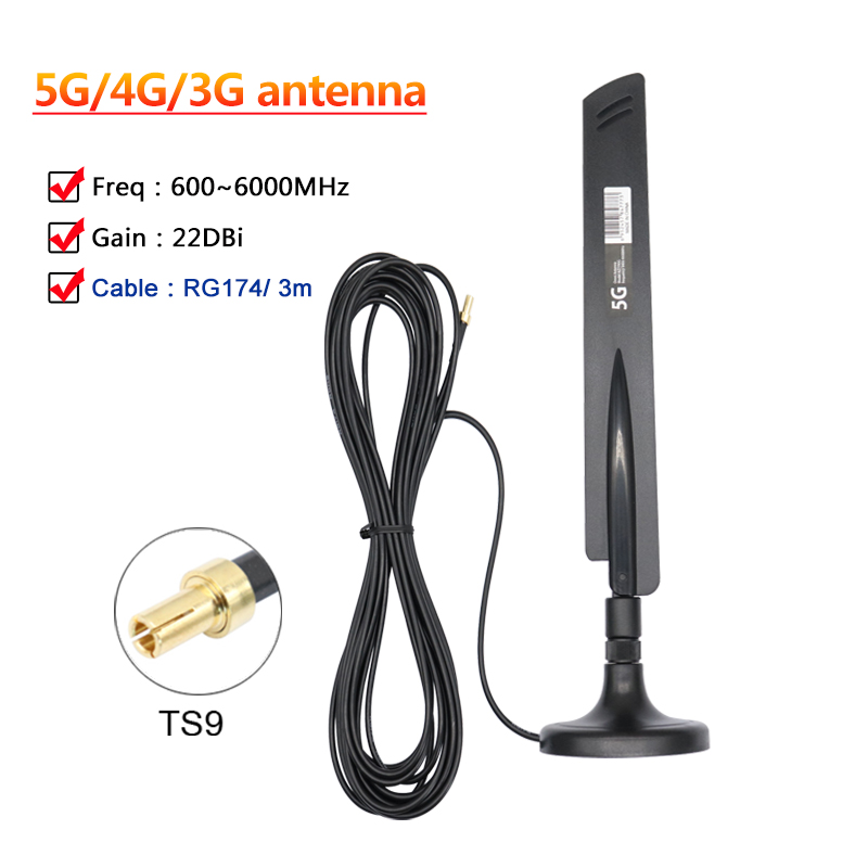 Fuldbånds 5g wifi-routerantenne 18 dbi booster indendørs 4g 3g 2g gsm mobilnetværkssignalforstærker omni-antenne  ts9 sma rpsma: Andet