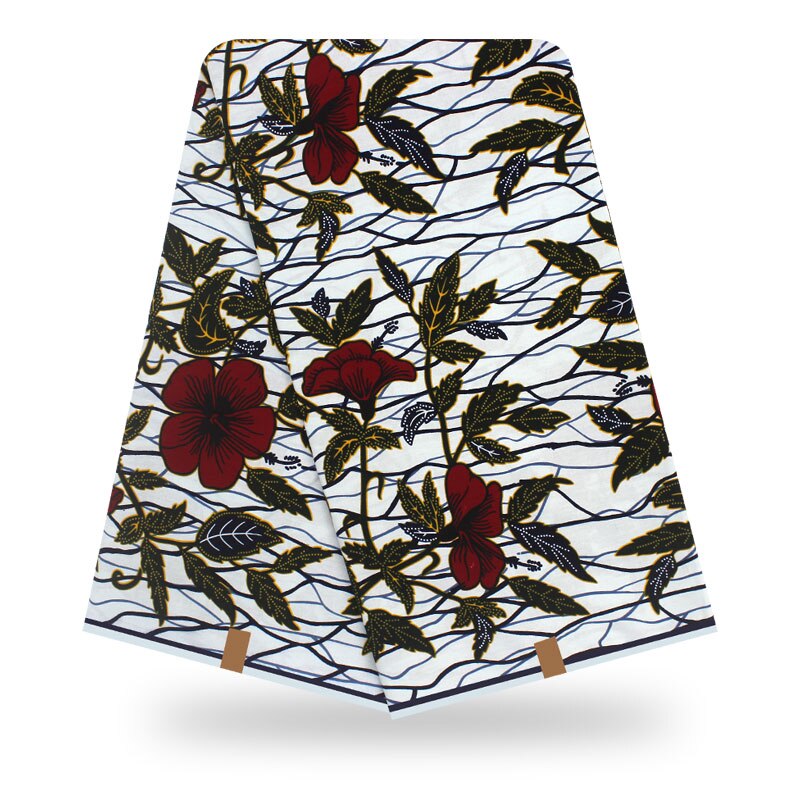 Afrikansk stoff vokstrykk ekte voksduk 100%  bomullsmateriale 6 yards afrikansk ankara bomull voks stoff for kjole: Farge 7