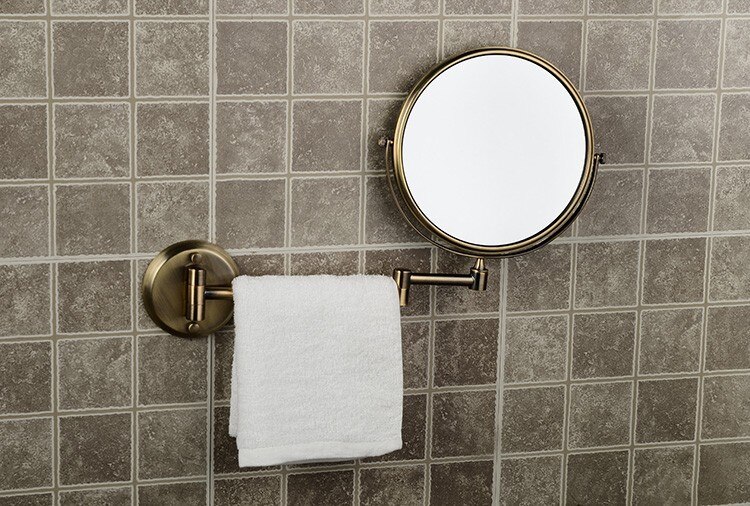 Senducs Antieke Badkamer Spiegel 3x Vergrootglas Bad Spiegel Met 8 inch Badkamer Inklapbare Spiegels Met Massief Messing Bad Spiegel