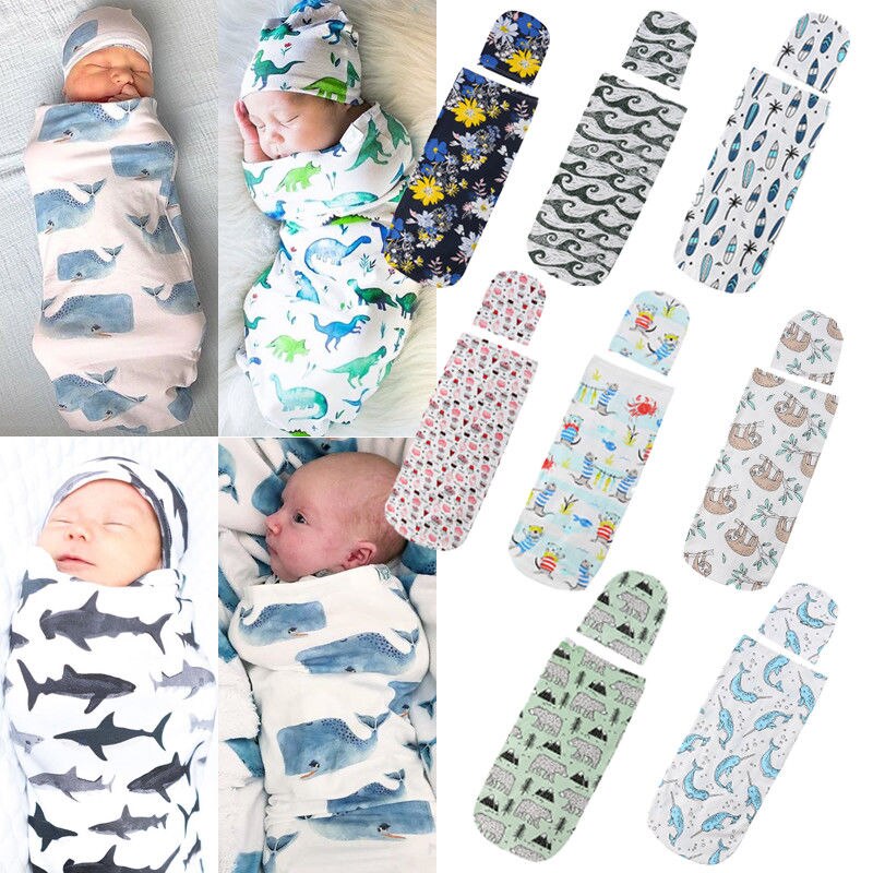2 stuks Peuter Baby Meisjes Jongens Deken Warm Inbakeren Slaapzak + Hoed Outfit 0-12M