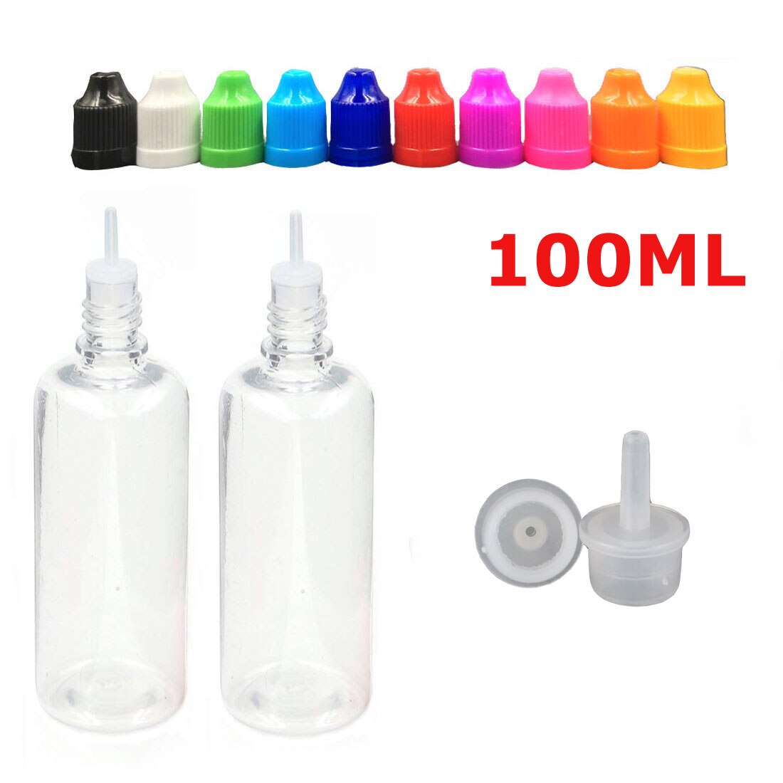 100 Stuks 3 Ml-100 Ml Pet Clear Dropper Flessen Lege Plastic Sap Eye Liquid Hervulbare Transparante Container Met caps Dropper Tip