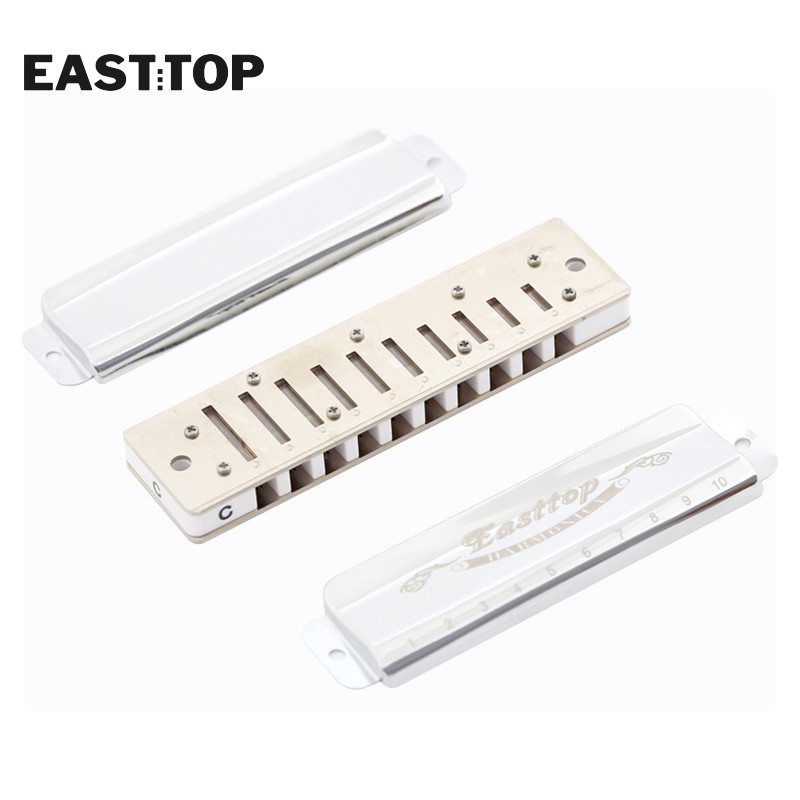 EASTTOP T008 Diatonic Blues Harmonica Key of D 10 Holes Harp Mouth Organ Harmonica for Adults Professionals and Students