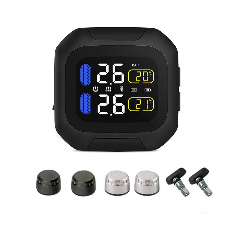 M3 Waterproof Motorcycle Real Time Tire Pressure Monitoring System TPMS Wireless LCD Display External Sensors