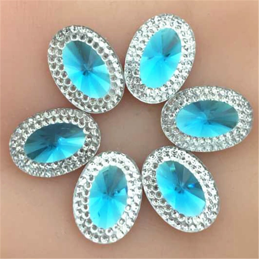 40 pcs 13*18mm Oval Resin Rhinestones Crystal Flat terug Sieraden Decoratie