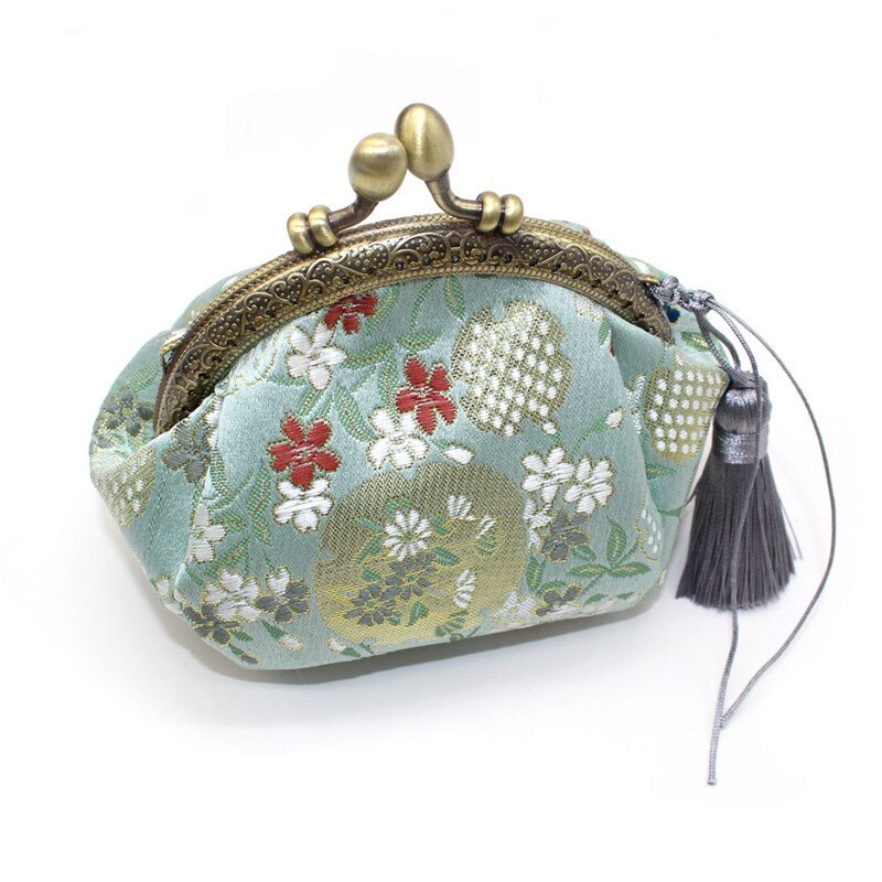 porte-monnaie femmes Vintage moraillon Mini sac glands poche à monnaie petit sac de rangement directe: green