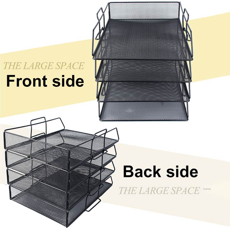 2/3/4 Tiers Metal Mesh Document File Holder Organizer Letter Tray Document Paper Rack Metal Wire Storage Holder for Home Office