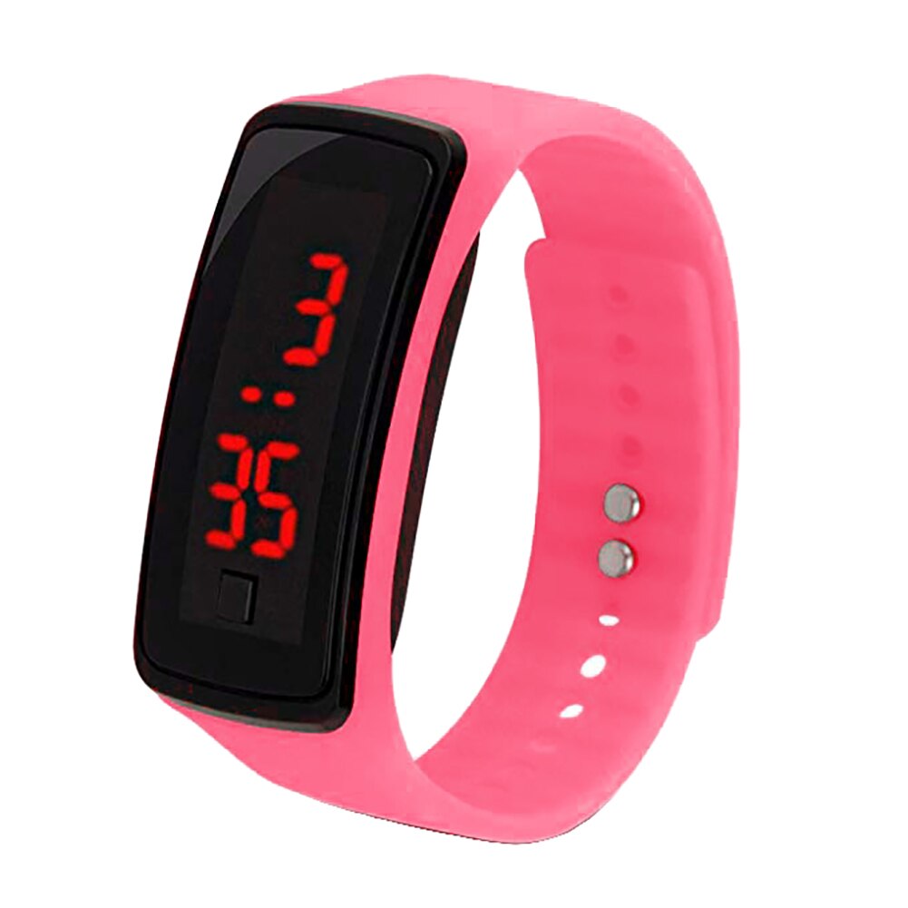 Kinderen student elektronische led sport siliconen horlogeband polshorloge mannen en vrouwen mannelijke en vrouwelijke studenten siliconen horloges: Roze