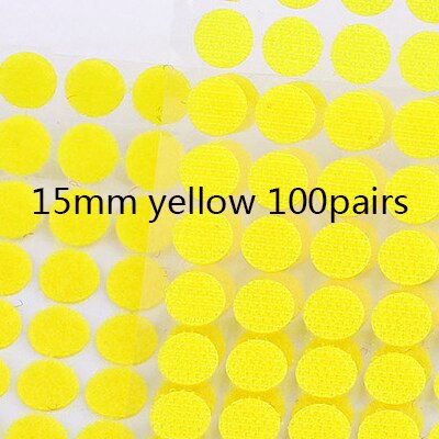 Multicolor 15Mm Dots Stickers Klittenband Dubbele Stok Zelfklevende Tape Nylon Sluiting Tape Thuisgebruik 100Pairs: 15mm yellow