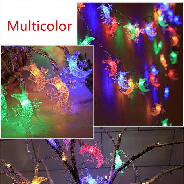 3m 20 LED Schnur Licht Girlande Stern Mond Gebühr Lichter Ramadan Dekorationen für Heimat Hochzeit Lichter für Zimmer vorhang Dekor: Mond Stern- Multi