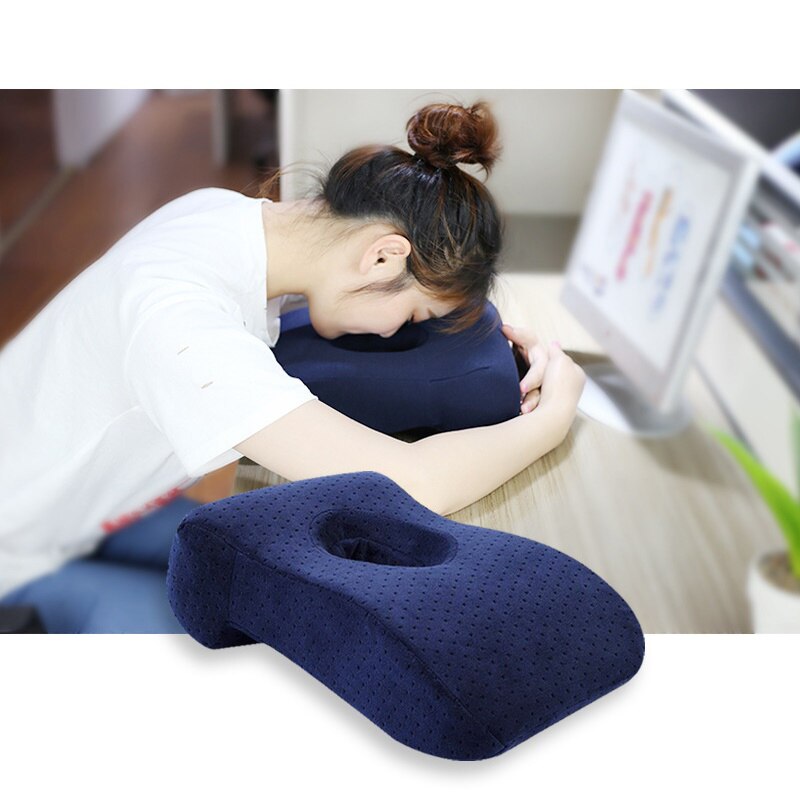 Orthopedics Velvet Fabric Nap Pillow Bamboo Charcoal Memory Foam Comfortable Care Vertebral Office Train Table Nap Pillow