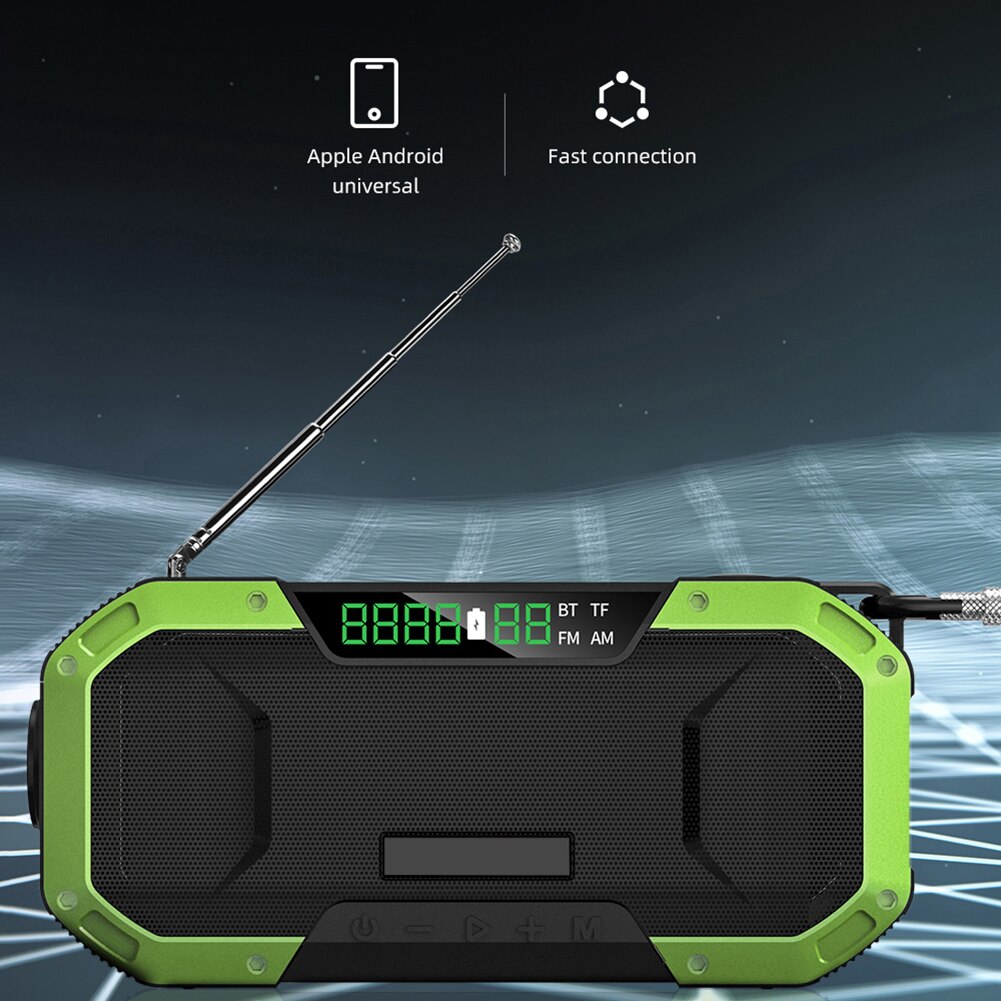 Radio Multifunctional Portable DF-580 Solar AM/FM 5000mAh Power Bank LED Torch IPX5 Waterproof with SOS Outdoor Emergency