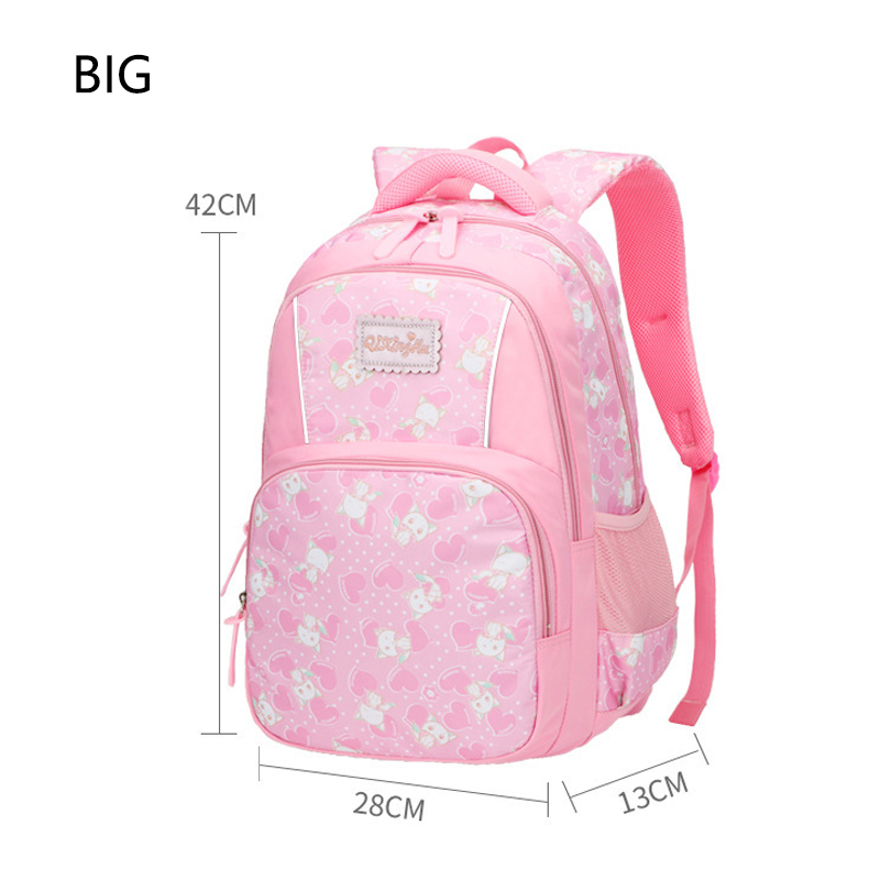 Enfants sacs d'école pour filles école primaire sac à dos enfant princesse impression cartable Oxford grand dessin animé 6-12 ans: Large pink