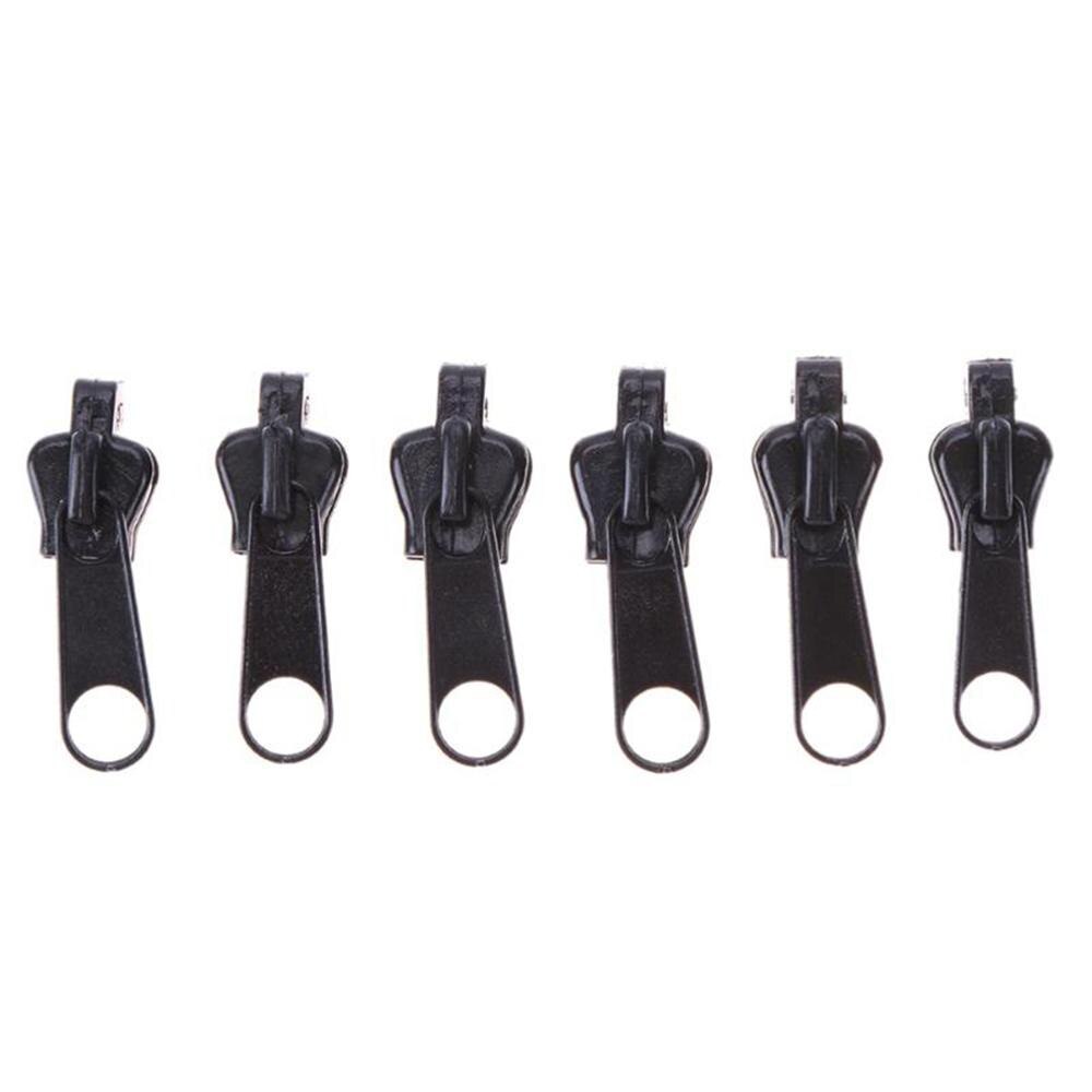 Kit de reparación de cremallera Universal, repuesto de cremalleras deslizantes de dientes para ropa, monederos y chaquetas, 6 uds.: black 6pcs