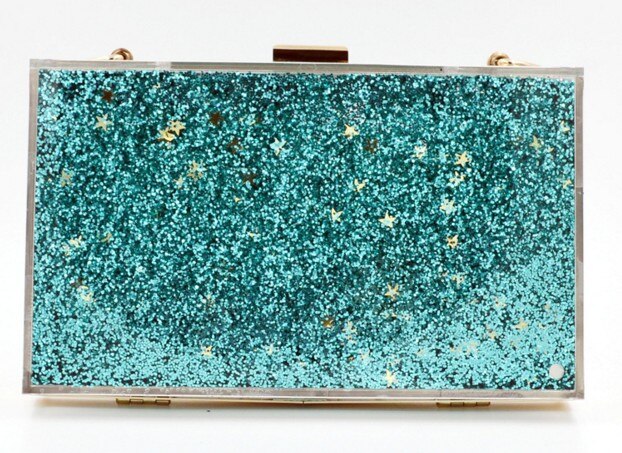 Minaudiere transparent, petit sac à main de luxe pour les femmes,en acrylique,avec cristaux et straps à chaine unique,disponible en plusieur couleurs: green