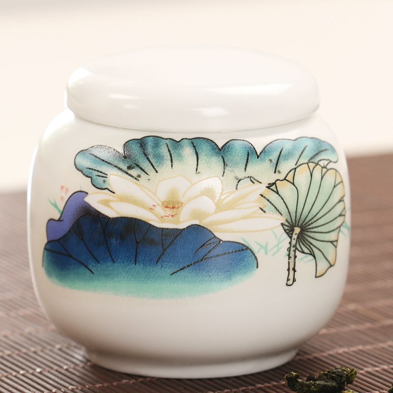 Blauwe En Witte Thee Caddy Keramische Thee Container Kleine Celadon Wit Porselein Verzegelde Thee Opslag Pu'er Draagbare Kung Fu Thee set: 03