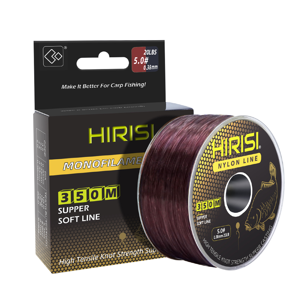Hirisi-sedal de pesca súper fuerte de 350m, monofilamento japonés de nailon, accesorios de pesca de carpa, 12LB-20LB: Borgoña / 0.3