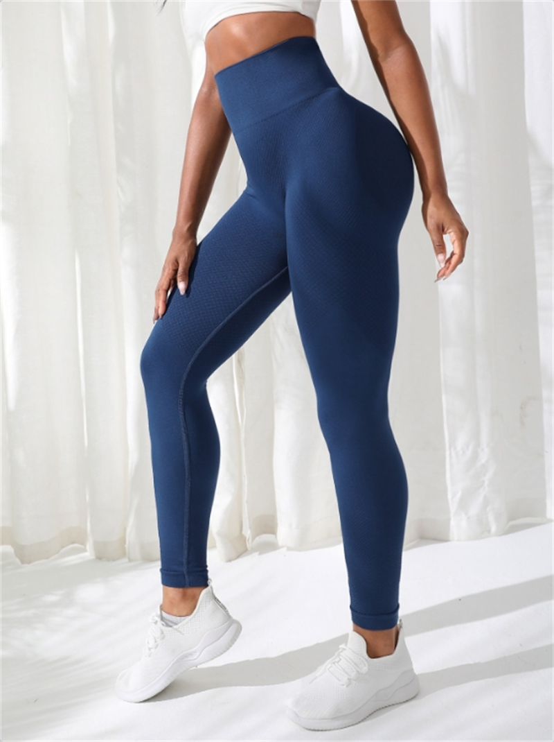 Frauen Hosen Fitnessstudio Yoga Nahtlose Sport Kleidung Dehnbare Hohe Taille Athletische ÜSpund Fitness Gamaschen: L / Blau