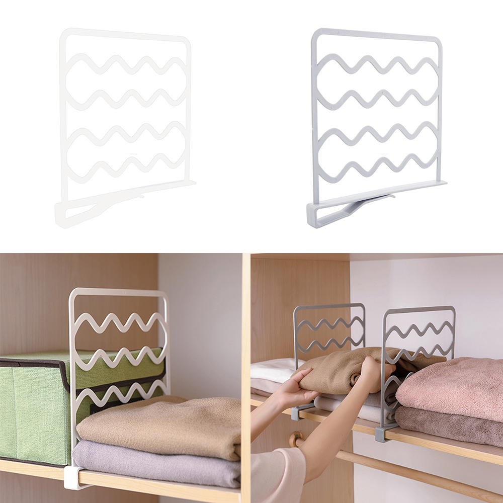 1Pc Plastic Shelf Divider Wardrobe Storage Layered Separator Plate Fender Closet Shelves For Box Warwdore Clothing Organizer
