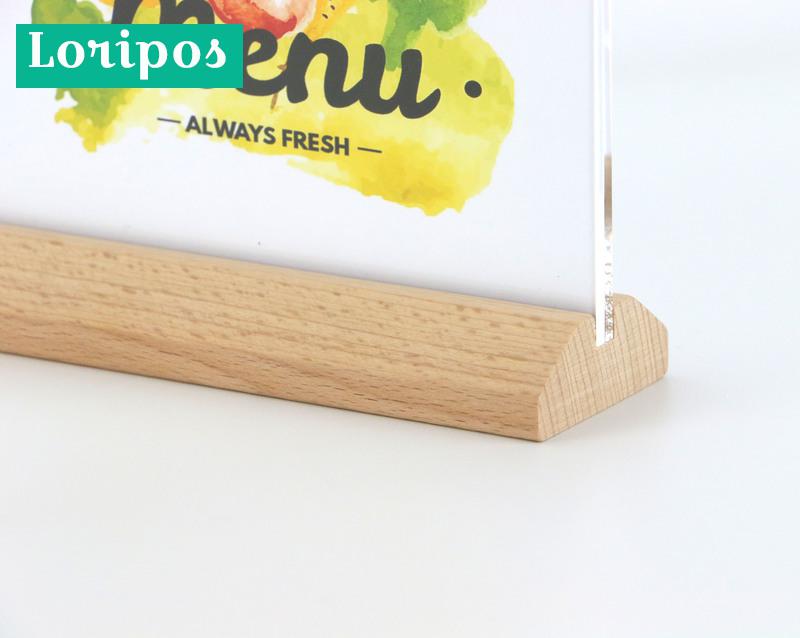 A4 Vertical Wooden Menu Card Frame Stand 210*297mm Sign Holder Acrylic Price Tag Display Rack Advertising Poster Frame Photo
