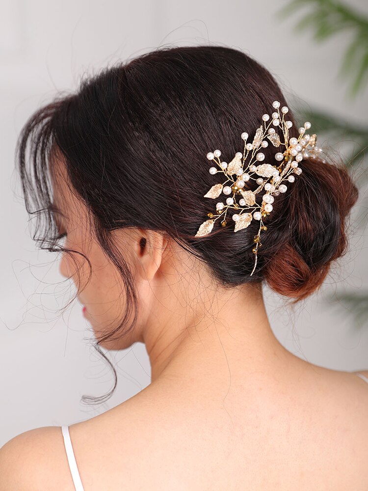 Épingles à cheveux de mariée pour femmes, peigne Vintage en perles, pour coiffure dorée, accessoire de coiffure pour mariée, mariage
