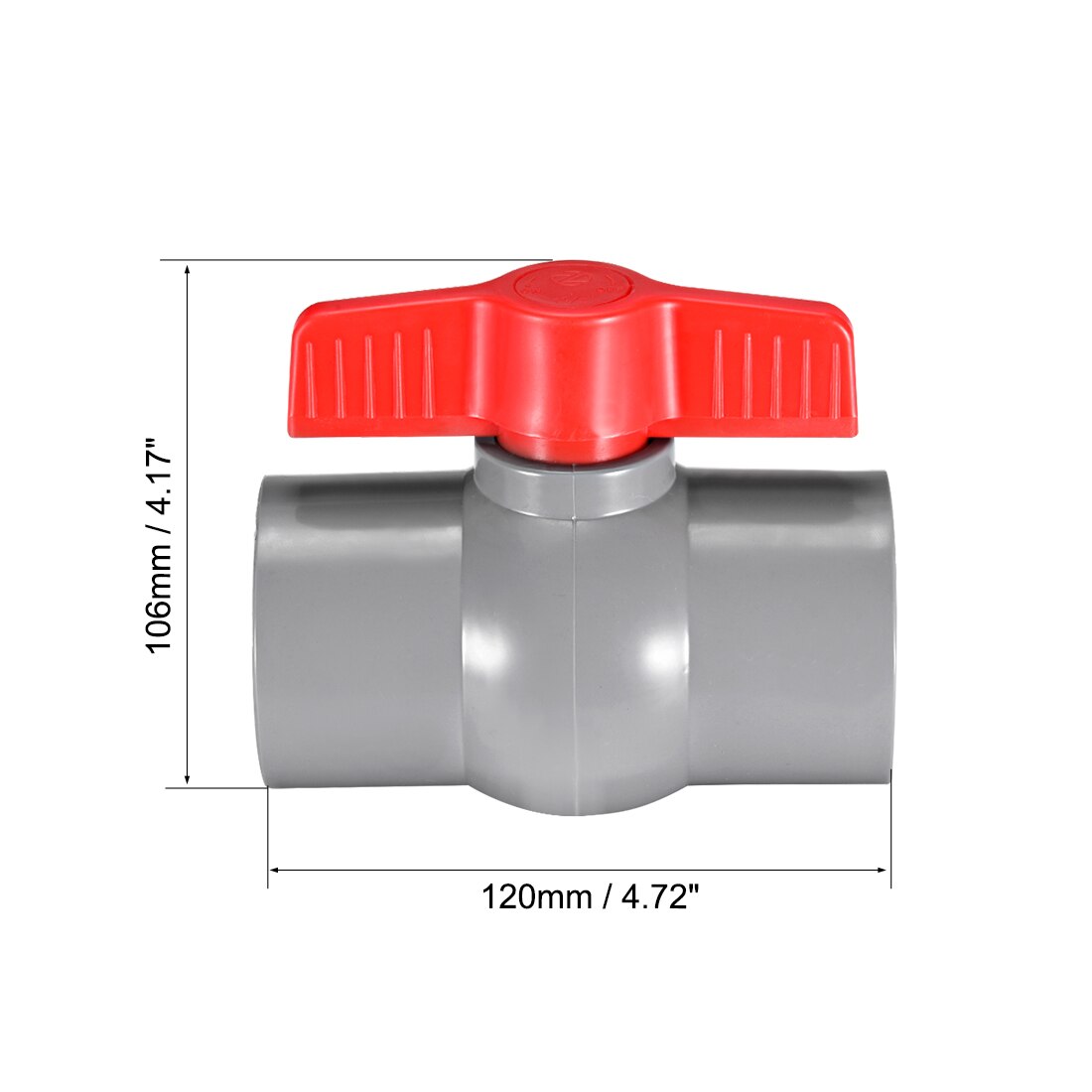 uxcell 50mm PVC Ball Valve for Water Supply Pipe, Slip Connection, Grey