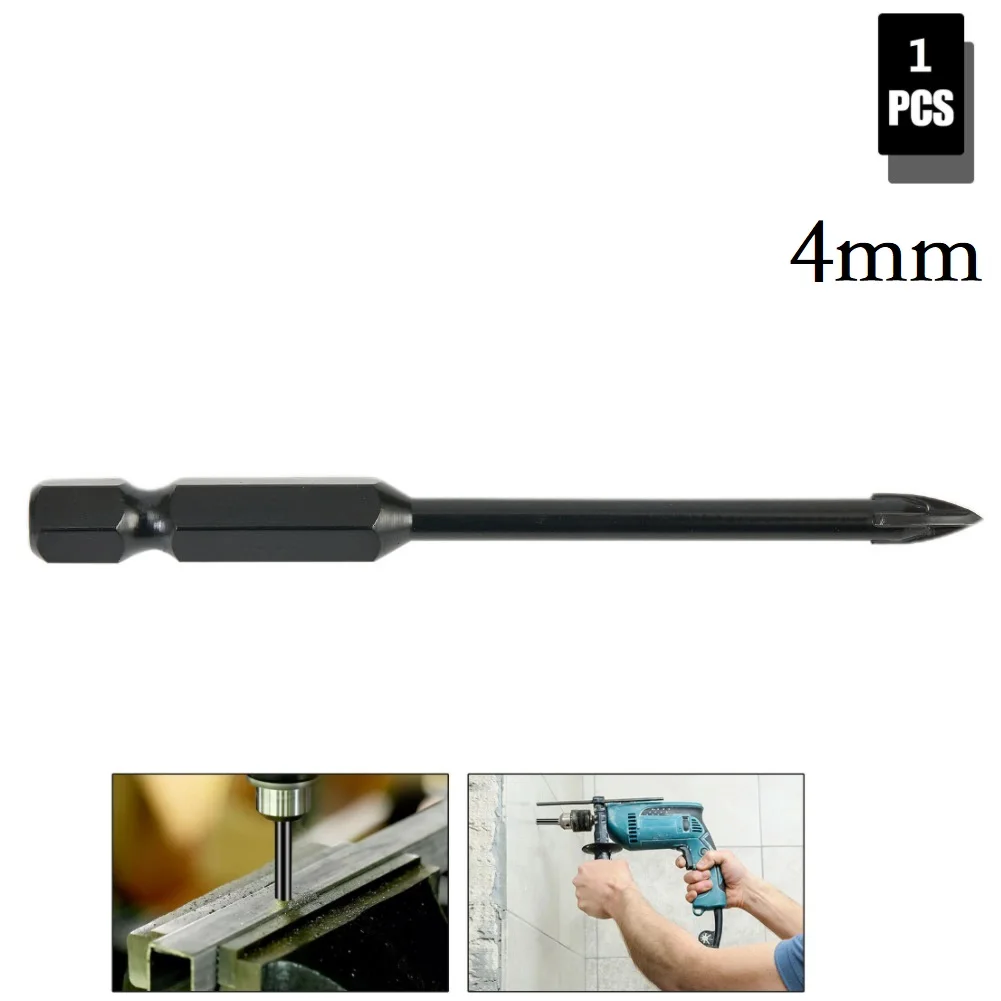 Multifunktionale Dreieck Bohrer Kreuz verhexen Fliesen Bits Glas Keramik Beton See Öffner Harte Legierung Dreieck Bohrer: Schwarz