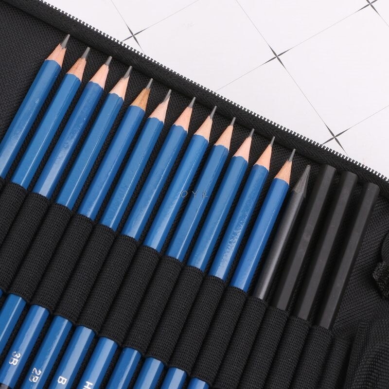 32Pcs Drawing Artist Kit Pencils Sketch Charcoal Art Craft With Carrying Bag Tools for Student Art Supplies