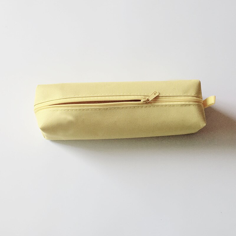 Pencil Case Makeup Bag Canvas Zipper Pen Bag Box Solid Cosmetic Bag School Stationery Bag Cosmetic Brush Bag For Girl Boy: YELLOW
