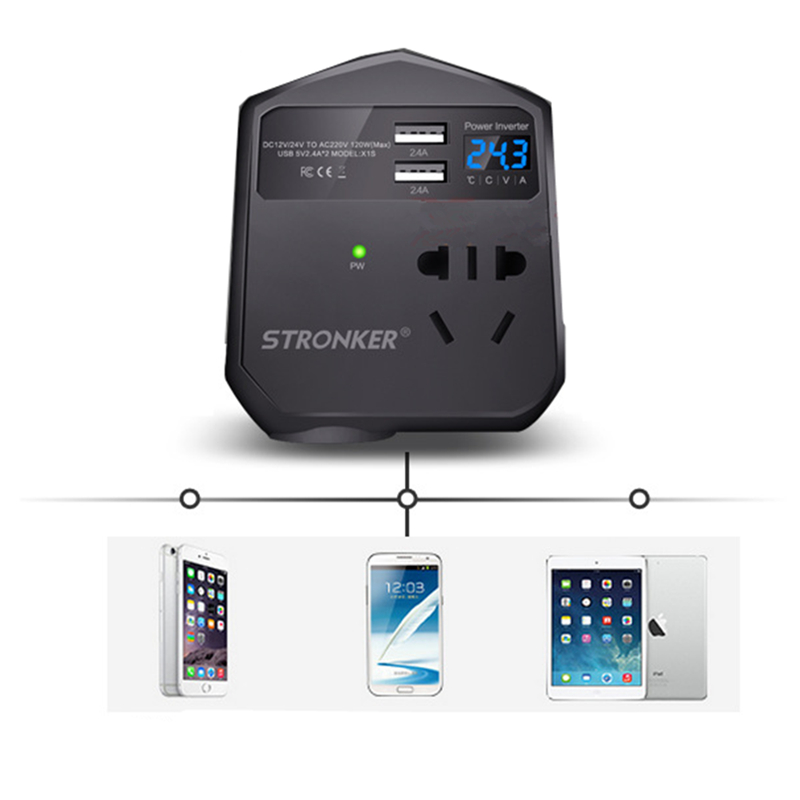 Bil usb power inverter laddare 12v/24v to 220v output omvandlare adapter kontakt bilelektronik tillbehör högspänningsskydd