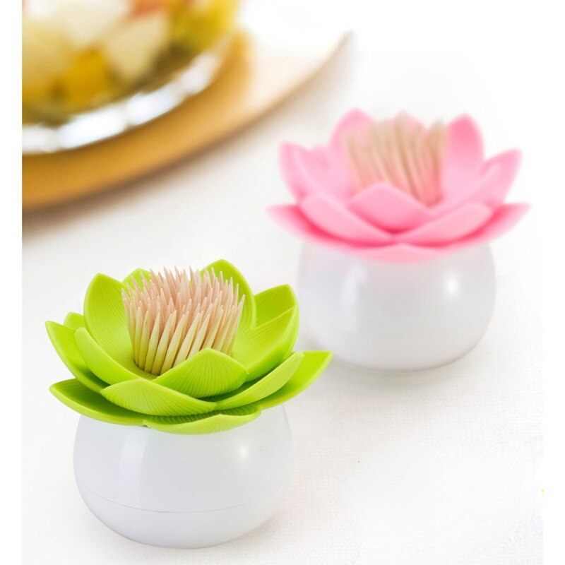 Cotton Swab Box Non-automatic Toothpick Holder Without Cover Cotton Swab Holder Lotus Shape Toothpick Holder