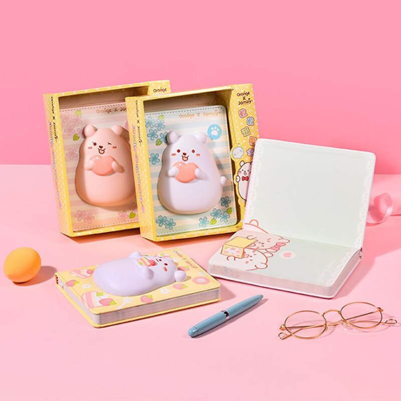 3D Cute Bear Squeeze Toy Decompression Notebook Student Planner Color Pages Diary Reliever Stress Notebook Student