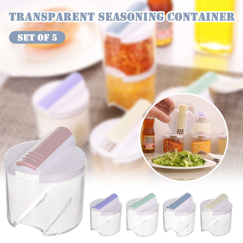 5pcs Plastic Kitchen Spice Containers With Lid Spice Bottles Seasoning Container Spice Jars Spice Seasoning Containers